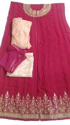Dark pink embroidered georgette salwar 3