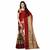 Red printed cotton silk saree with blouse