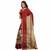 Red printed cotton silk saree with blouse