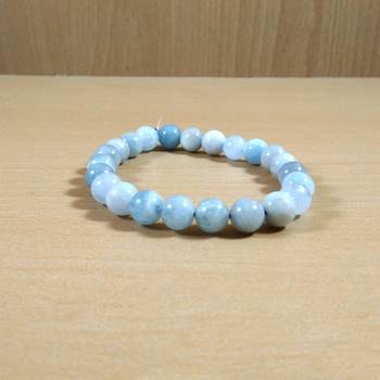 Exclusive Offer!! Aquamarine Bead Bracelet Size 8MM Set Of 3 1