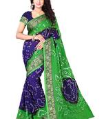 Blue woven cotton silk saree with blouse