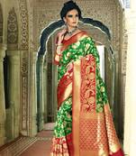 Red woven pure andhra pradesh handloom saree with blouse