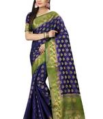 Dark purple woven silk saree with blouse