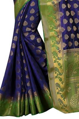 Dark purple woven silk saree with blouse 2