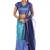 Blue printed art silk unstitched lehenga