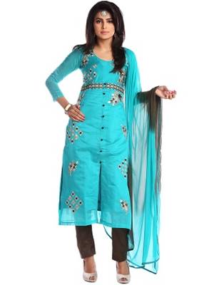 Cyan  chanderi salwar 1