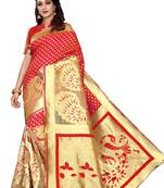Red banarasi art silk saree with blouse