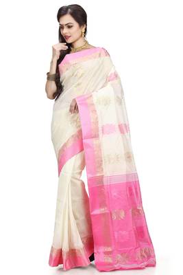 Pink woven art silk saree  1