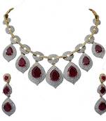 American Diamond CZ  Necklace Set Golden Colored Swam Jewelry Set