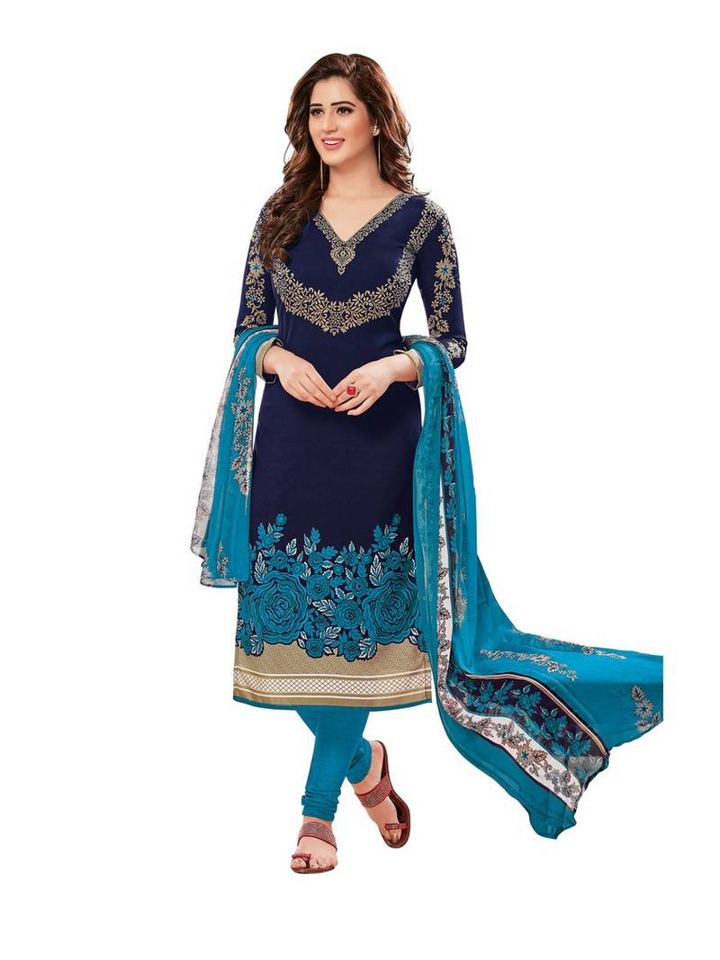 Sky Blue Modal Chanderi Chudidar Salwar Suit main image 1