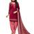 Maroon Printed Synthetic Unstitched Semi-Patiyala Salwar Suit Dress Material