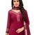 Maroon Printed Synthetic Unstitched Semi-Patiyala Salwar Suit Dress Material