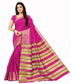 Magenta hand woven silk saree with blouse