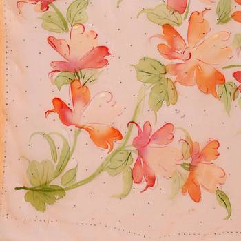 Peach embroidered pure chiffon saree with blouse 3