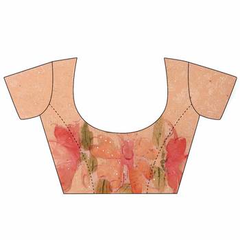 Peach embroidered pure chiffon saree with blouse 4