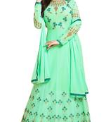 Sea Green  Resham Embroidery & Diamond Stone Work Floor Length Style  Anarkali Salwar Kameez