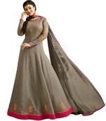 Grey  Resham Embroidery,Diamond Stone Work & Lace Work  Anarkali Salwar Kameez