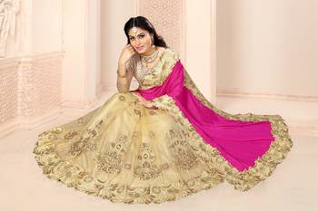 Pink Embroidered Satin  Saree With Blouse 3