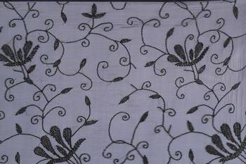 Black embroidered pure chiffon saree with blouse 4