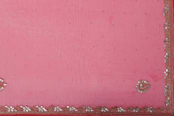 Red embroidered chiffon saree with blouse 4