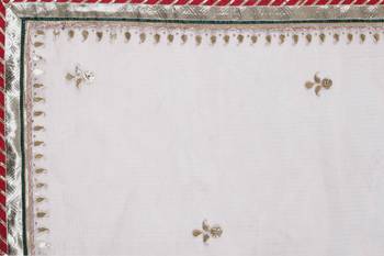 Beige embroidered tissue saree with blouse 3