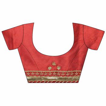 Beige embroidered tissue saree with blouse 5