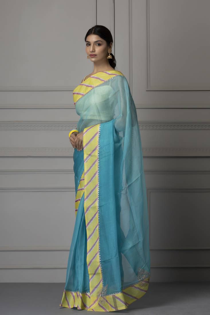 Turqoise Blue Kota Silk Saree