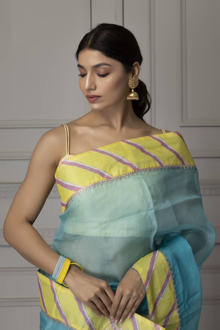 Turqoise Blue Kota Silk Saree