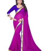 Magenta plain georgette saree with blouse
