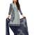 Grey and Navy Blue Printed Synthetic Salwar Suit Dress Material