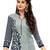 Grey and Navy Blue Printed Synthetic Salwar Suit Dress Material