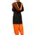 Black and Orange Printed Synthetic Semi-Patiyala Salwar Suit Dress Material
