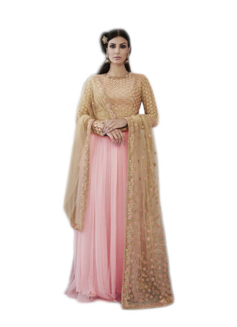 Baby pink embroidered net salwar