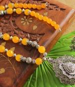 Beautiful Silver Pendant Yellow Beads Designer Necklace Set