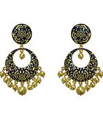 Meenakari Blue Kundan Single Color Gold Plated Brass Dangler Earring Set