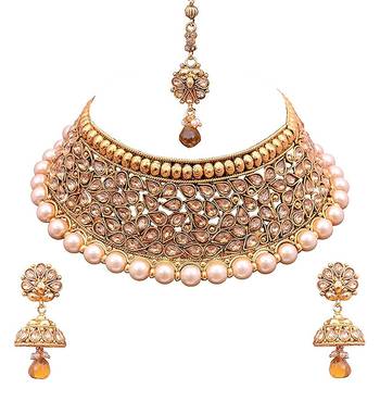 Sukkhi Moddish Choker Gold Plated Necklace Set 1