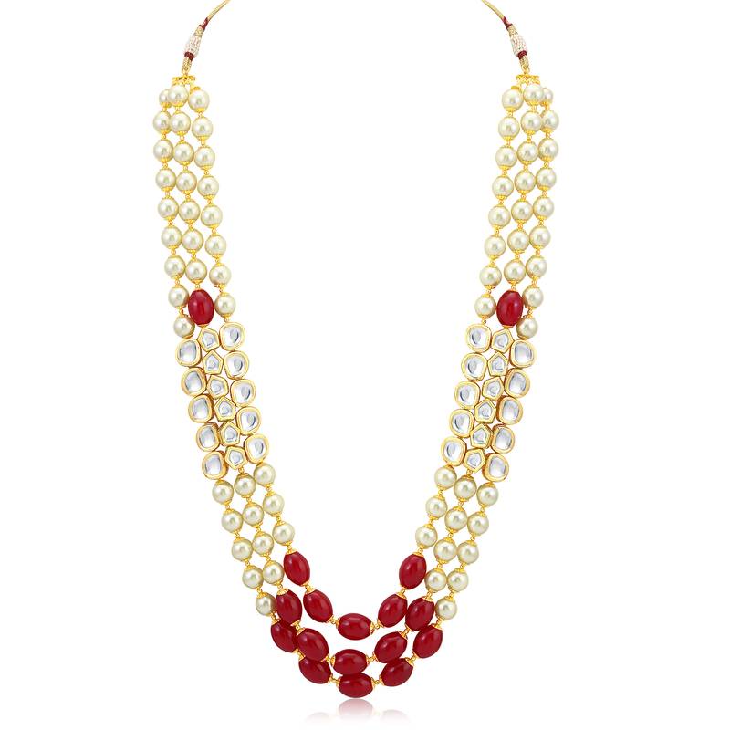 Sukkhi Fabulous Red Pearl Necklace Mala for women