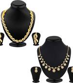 Sukkhi Modish AD Gold Plated Necklace Set Combo (Set of 2)