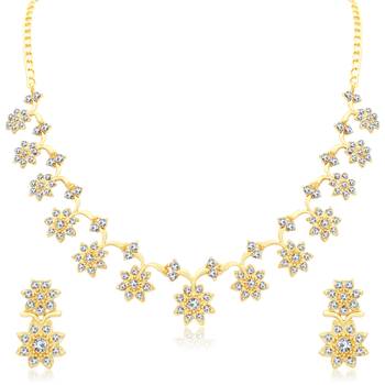 Sukkhi Modish AD Gold Plated Necklace Set Combo (Set of 2) 5