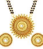 Sukkhi Modish AD Round Shaped Gold Plated Mangalsutra Set for Women