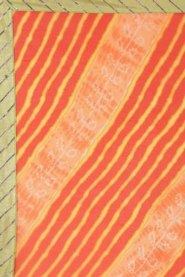 Geroo Jaipur Hand Dyed Orange & Peach Leheriya Printed Chiffon Saree 4