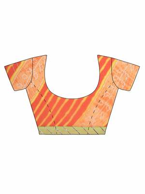 Geroo Jaipur Hand Dyed Orange & Peach Leheriya Printed Chiffon Saree 5
