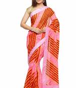 Geroo Jaipur Maroon printed chiffon saree with blouse