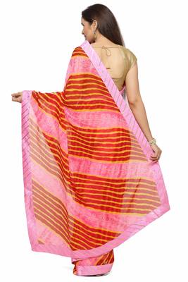 Geroo Jaipur Maroon printed chiffon saree with blouse 3
