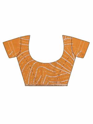 Pink embroidered pure georgette saree with blouse 3
