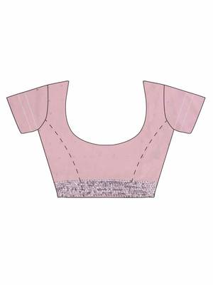 Baby pink embroidered pure georgette saree with blouse 3