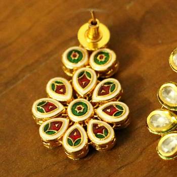 Kundan Meenakari Polki Earrings 2