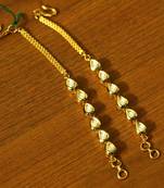 Pear Shaped Kundan Meenakari Gold Plated Ear Chains