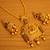Matt Gold Finish Multicolour Temple Jewellery Pendant Set