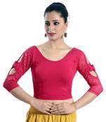 Pink Lycra_Cotton Plain Stitched Blouse